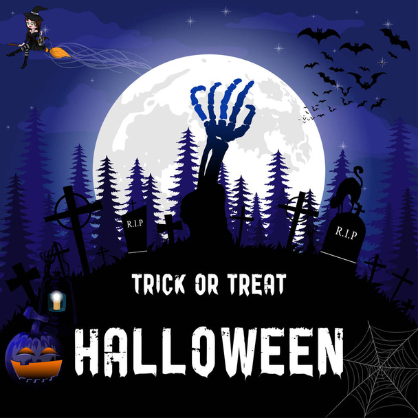 Halloween Trick or Treat Poster. Vector illustration - Vector, imagen
