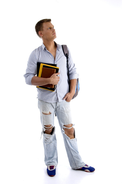 Full body pose of student with his books - Foto, Imagem