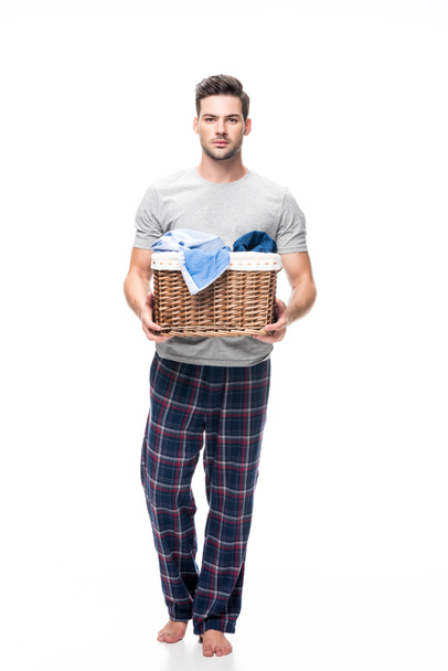 man with basket of laundry - Photo, Image