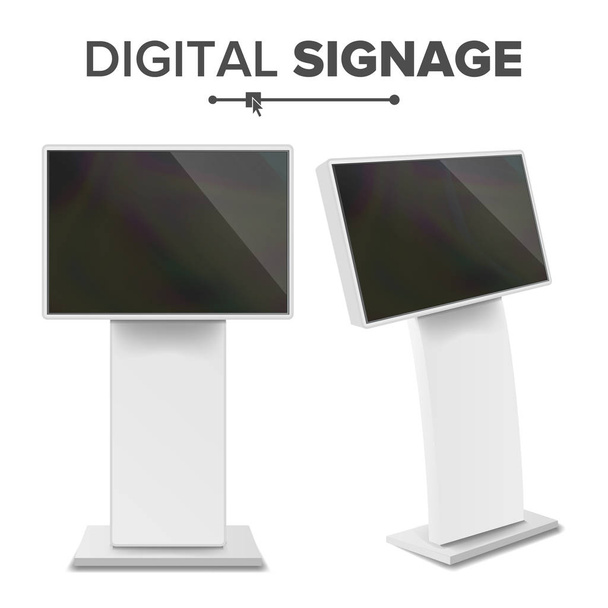 Digital Terminal With Touch Screen Vector. Interactive Digital Informational Kiosk. Digital kiosk LED Display. Isolated Illustration - Vektor, Bild