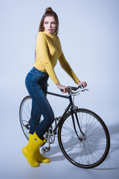 attractive girl with bicycle - Photo, Image