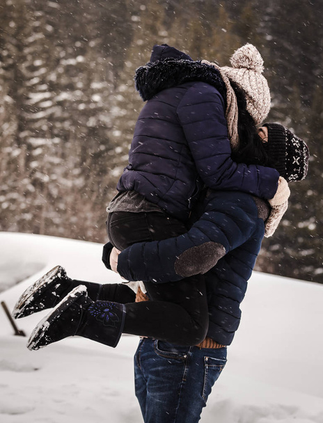 couple in love in winter - 写真・画像