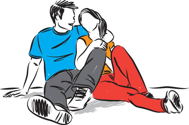 couple man and woman relaxing vector illustration - Vektör, Görsel