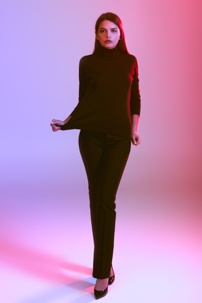 model posing in black clothes - Foto, Imagem
