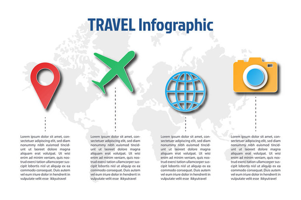 旅行紙アート インフォ グラフィック テンプレート - ベクター画像