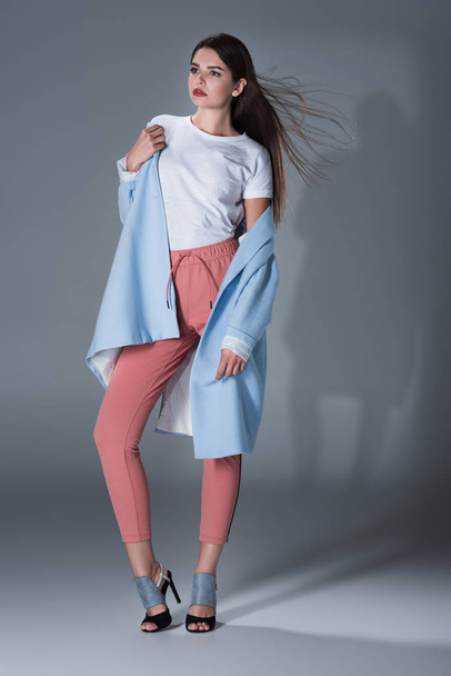 model in blue trench - Photo, Image