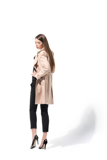 girl in trench coat - Foto, afbeelding