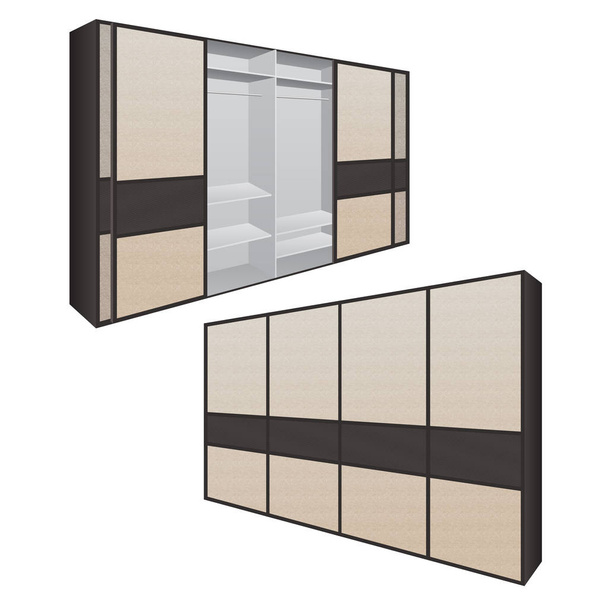 Armario de puerta corredera o vestidor, vestuarios, tienda con una textura de madera en gráficos vectoriales
 - Vector, imagen