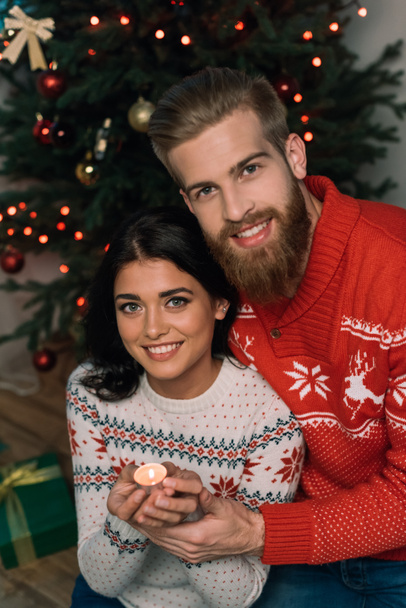 happy couple with candle - Photo, Image