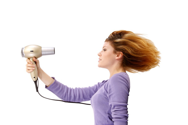 Young beauty woman with hair drier - Photo, image