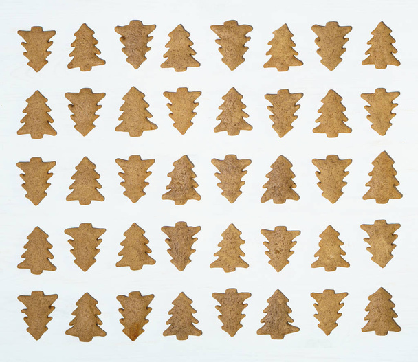 Christmas tree cookies on the white background square - Photo, Image