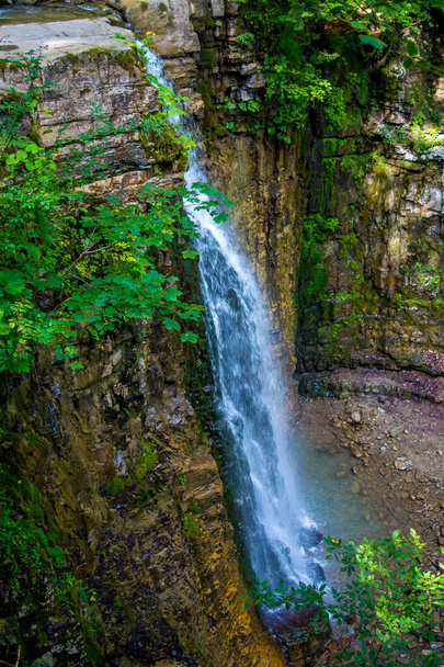 Photo of high waterfall in Carpathian mountains - Photo, Image