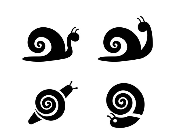 Set of snail icons in silhouette style, vector - Vector, Image