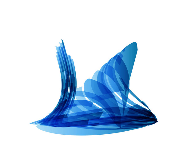 Blauwe slak in technologie stijl op wit, vector - Vector, afbeelding