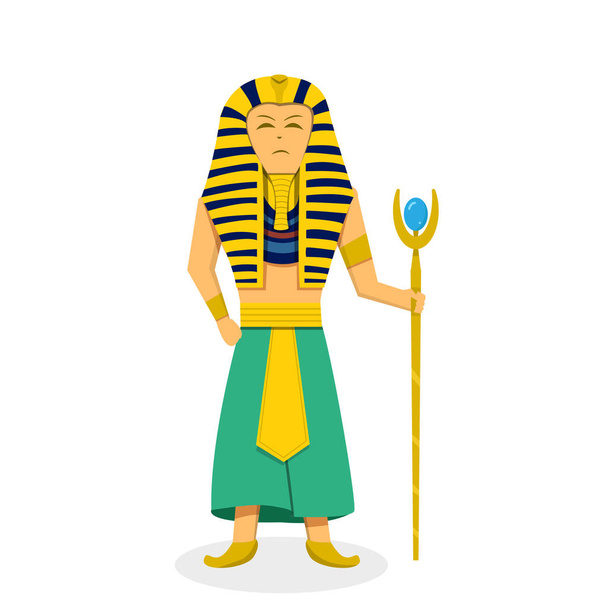 Faraon król na białym w płaski, wektor - Wektor, obraz