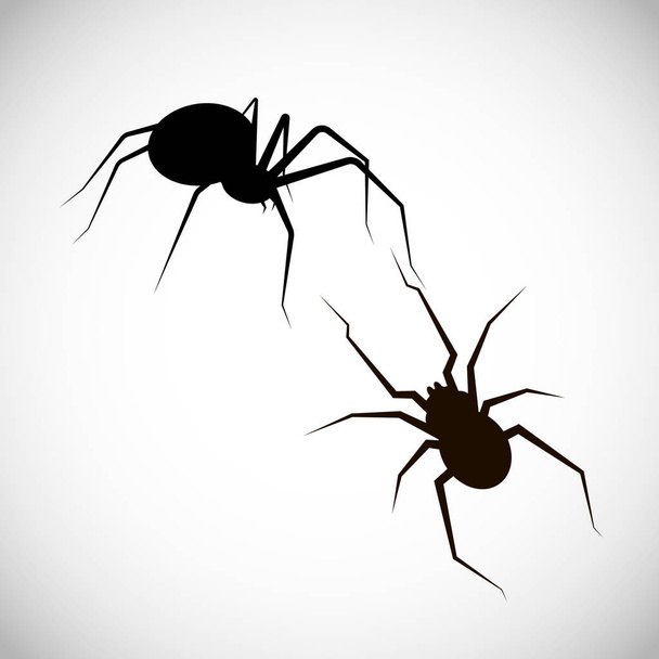 Black silhouette spider icon. Halloween symbol. - Vector, Image