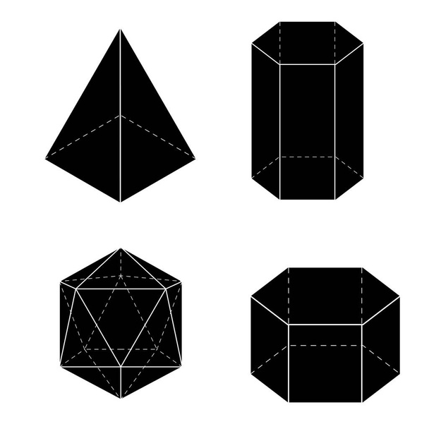 Satz grundlegender geometrischer 3D-Formen. geometrischer Feststoffvektor isoliert auf weißem Hintergrund. - Vektor, Bild