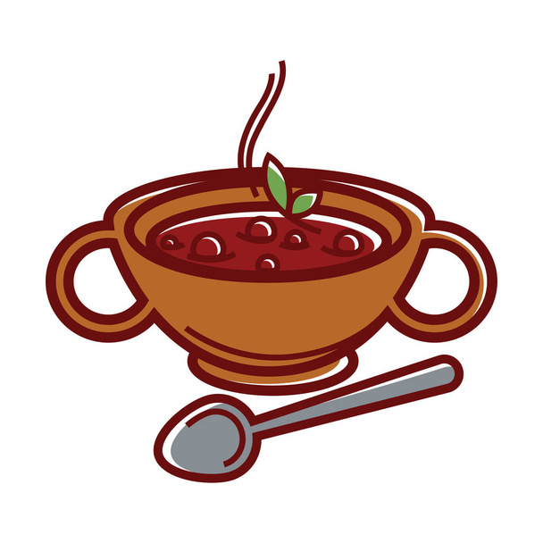Turkish soup Arabashi in clay bowl - Вектор,изображение