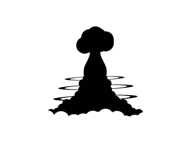 Kontur einer Atomexplosion auf weißem Hintergrund. Plakatvektorillustration - Vektor, Bild