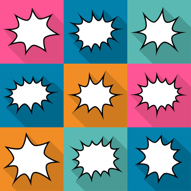 Set aus neun Cartoon-Comic-Sprechblasen im flachen Stil - Vektor, Bild