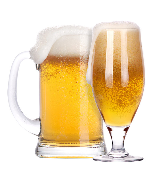 Frosty glass of light beer isolated - Foto, imagen