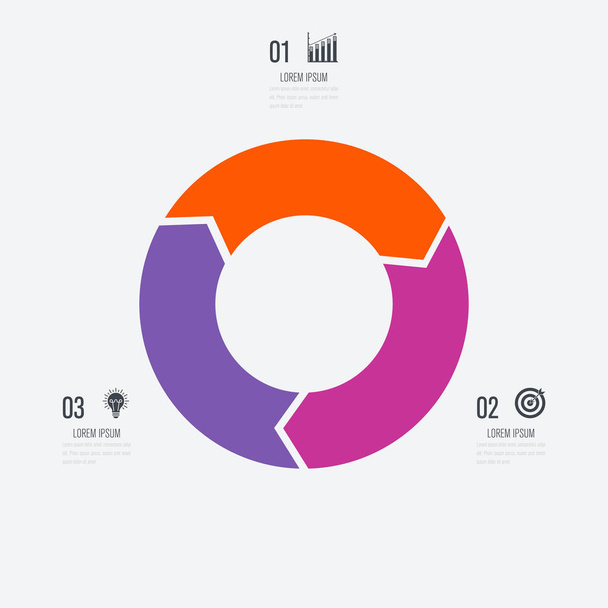 Infographics template 3 options with circle - Vetor, Imagem