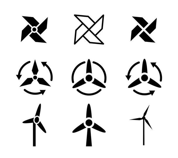 Conjunto de ícones de ventoinha e energia eólica, vetor
 - Vetor, Imagem