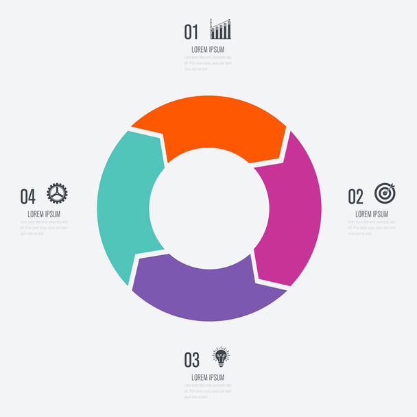 Infographics template 4 options with circle - Vecteur, image