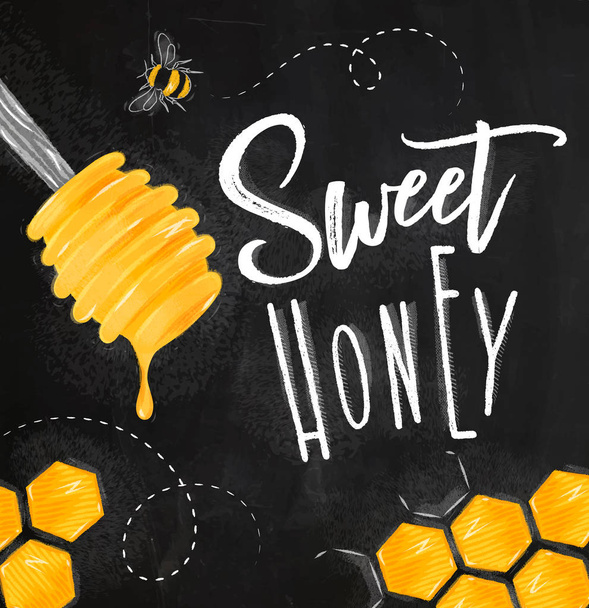 Poster sweet honey chalk - Vector, Image