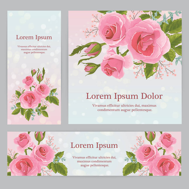 Αγγλικά ροζ τριαντάφυλλο λουλούδια γραφικών. - Διάνυσμα, εικόνα