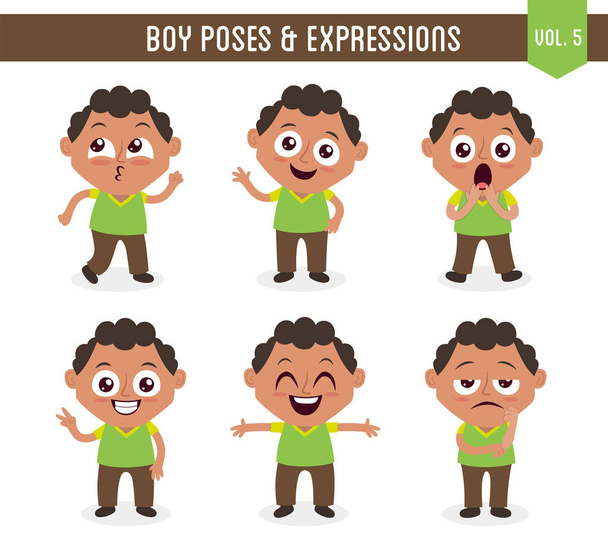 Menino poses e expressões (Vol. 5 / 8
) - Vetor, Imagem