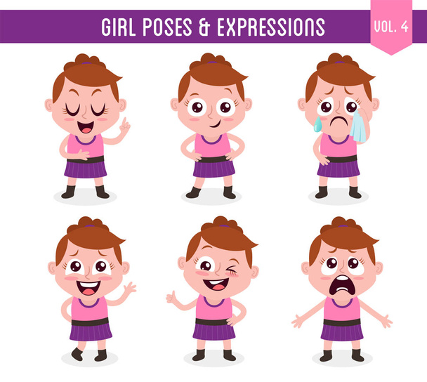 Menina poses e expressões (Vol. 4 / 8
) - Vetor, Imagem