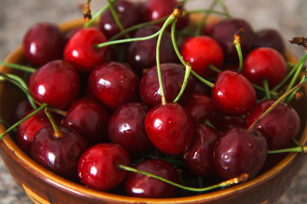 A plate of sweet cherry IV - Photo, image
