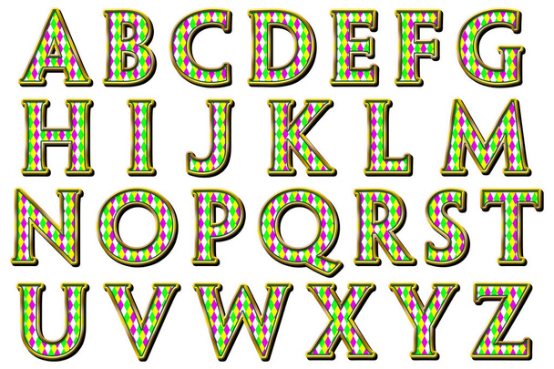 Harlequin Jester Alphabet Collection Letters - Photo, Image