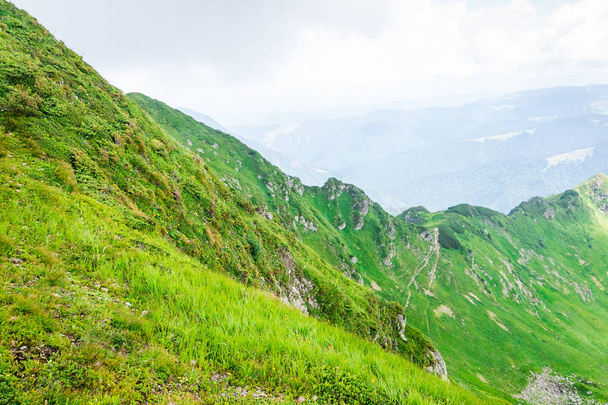 Reisen, Trekking, Natur. majestätische, hohe grüne Berge. horizontaler Rahmen - Foto, Bild
