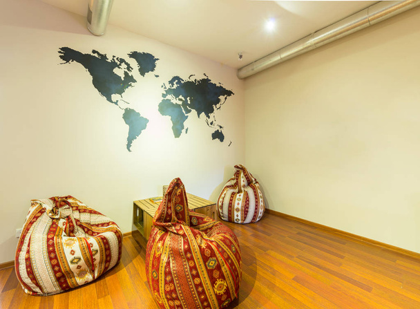Waiting area in hotel with bean bag chairs - Photo, Image