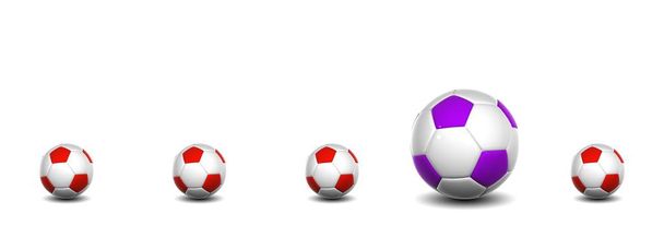 Высокое разрешение концептуальные 3D футбольные мячи изолированы на белом, с рудой различных в качестве лидера
 - Фото, изображение