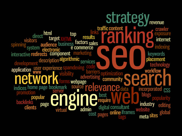 Search engine optimization, seo abstract word cloud - Vector, Image