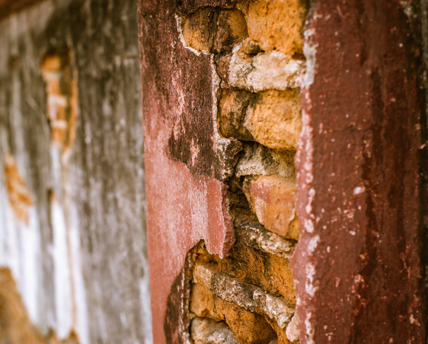 ladrillo vintage de hormigón agrietado fondo de la pared, viejo sucio
 - Foto, imagen