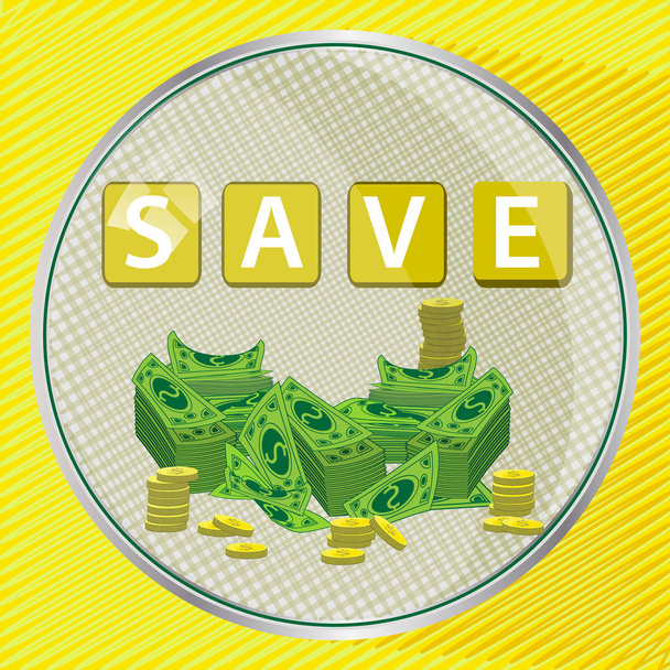 save money button concept. illustration - Vektor, obrázek