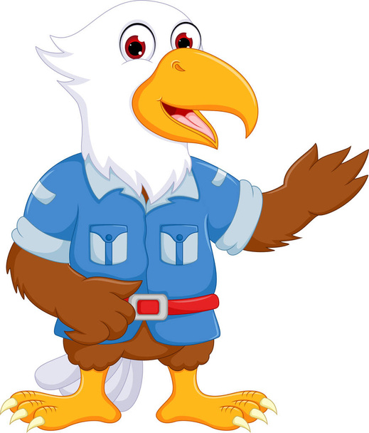 Cute eagle cartoon waving - Vektör, Görsel