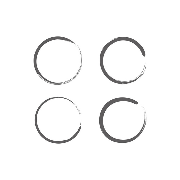 Černý kruh Zen štětec vektorový Design obrázek šablony Set - Fotografie, Obrázek