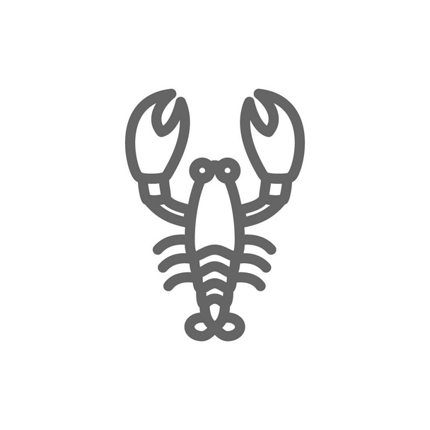 Ikona linii prostych homara. Symbol i znak wektor ilustracja projektu. Edytowalne obrysu. Na białym tle - Wektor, obraz