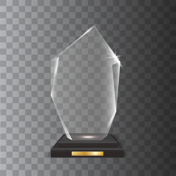 Transparent Realistic Blank Vector Acrylic Glass Trophy Award - Vetor, Imagem