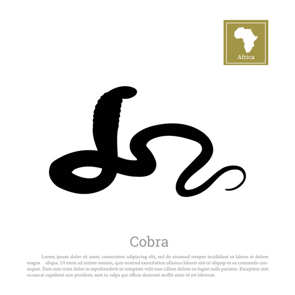 Black silhouette of a snake on white background. African animals - Vector, Image