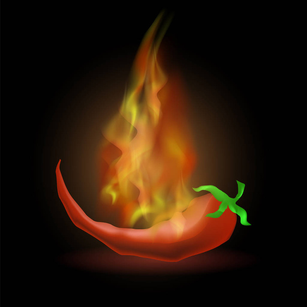 Poivre frais rouge chaud avec flamme de feu
 - Vecteur, image