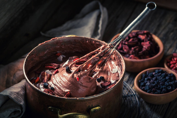 Homemade chocolate with dried fruits and berries - Foto, Imagen