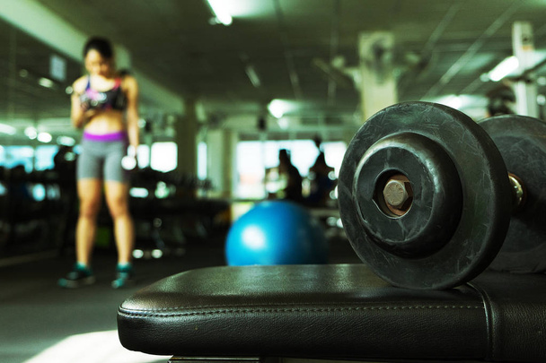 Fitness background with dumbbells in gym, fitness concept, sport concept - 写真・画像