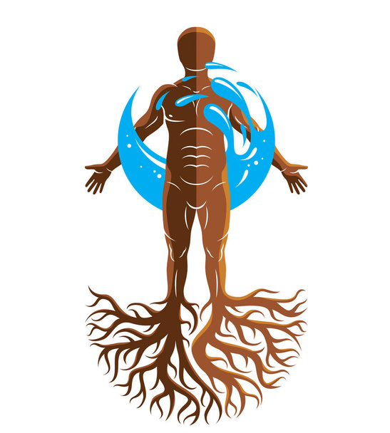 Vector graphic illustration of muscular human - Vector, Image