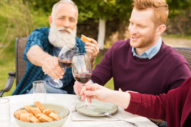 family clinking glasses of wine - Foto, Imagem